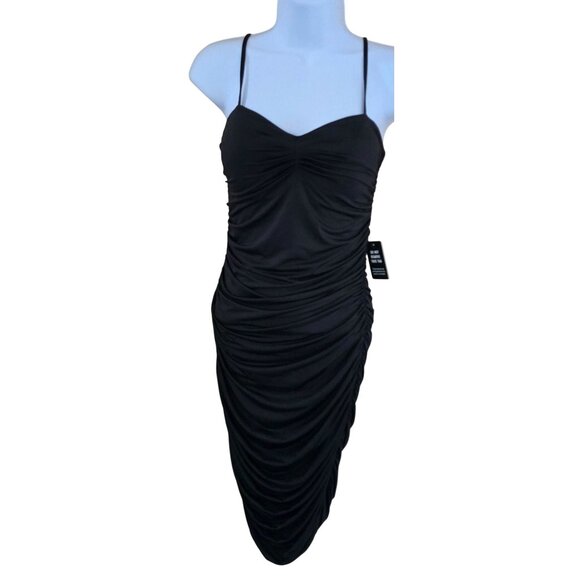 Body Contour Ruched little Black Dress whimsygoth elegant classic capsule glam - Picture 1 of 8